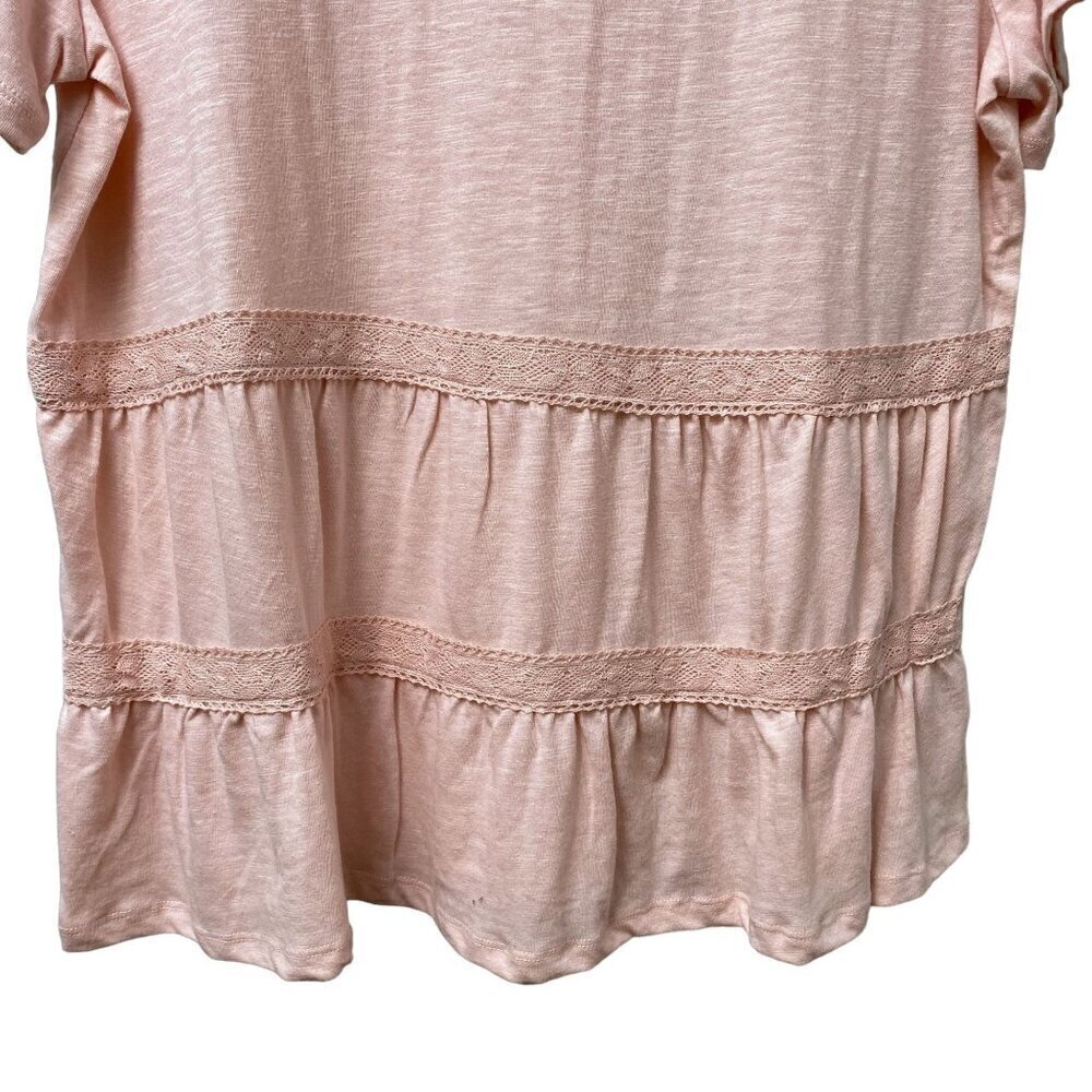 Pink Tiered Tee M/L Lace T-shirt Como Vintage NWT Short Sleeve Artsy - Picture 4 of 8